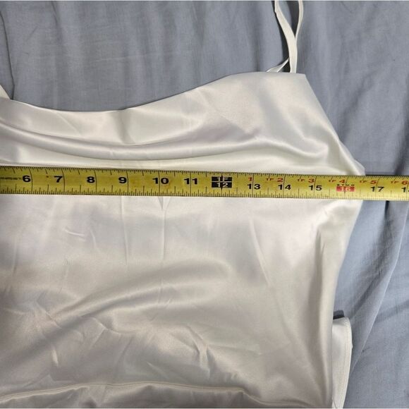 Women's Satin Slip Dress Cowl Neck Backless Ruched Bodycon Sexy Club Midi sz M - Picture 14 of 14
